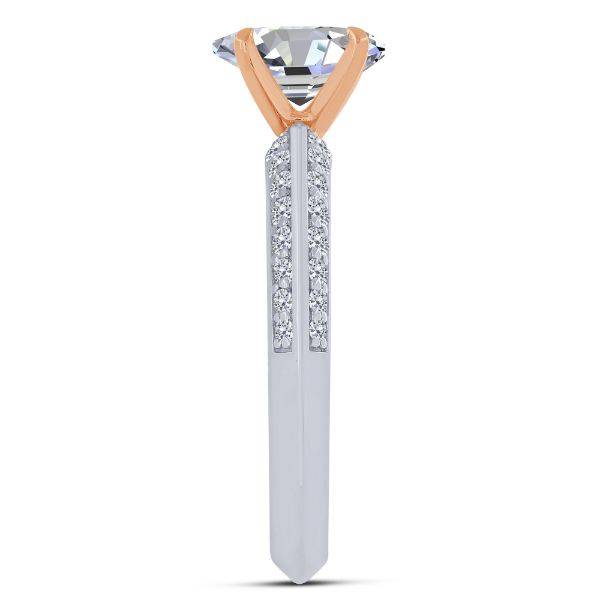 14K Two Tone 0.50 CTW DIAMOND OVAL semi-mount ENGAGEMENT RING