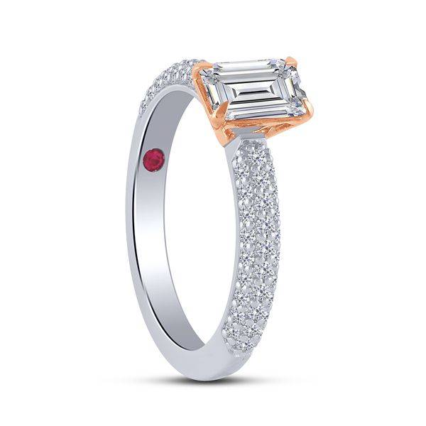 14K Two Tone 0.50 CTW Emarald Cut Diamond Semi Mount ENGAGEMENT Ring
