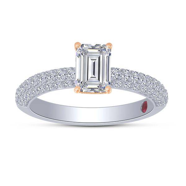 14K Two Tone 0.50 CTW Emarald Cut Diamond Semi Mount ENGAGEMENT Ring