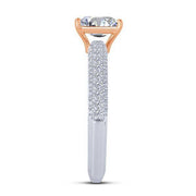 14K Two Tone 0.50 CTW Emarald Cut Diamond Semi Mount ENGAGEMENT Ring