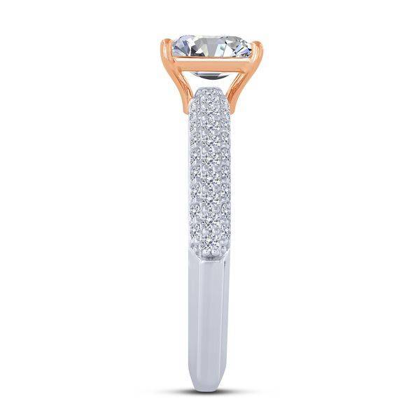 14K Two Tone 0.50 CTW Emarald Cut Diamond Semi Mount ENGAGEMENT Ring