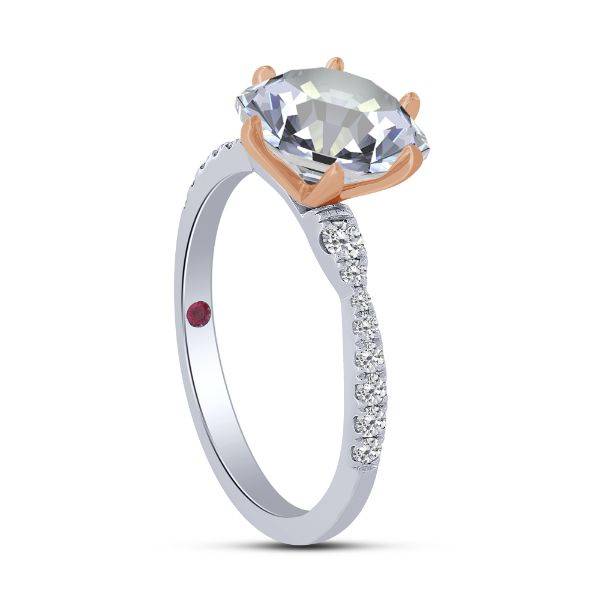 14K Two Tone 0.25 ctw Diamond Semi-Mount Engagement Ring
