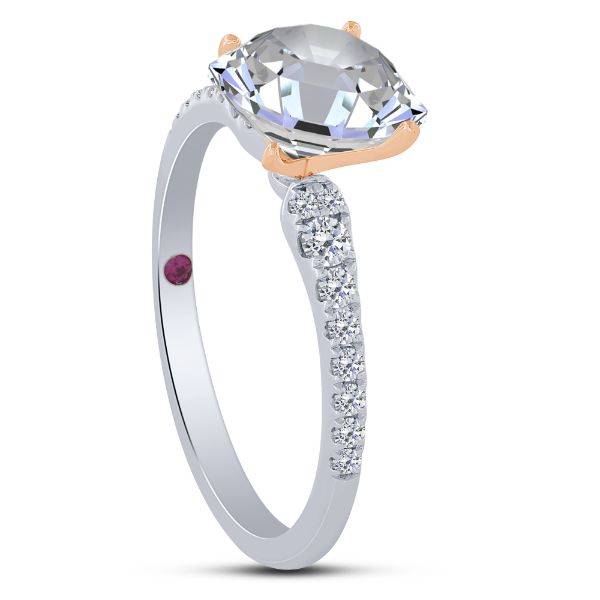 14K Two Tone 0.25 CTW ROUND semi mount diamond ENGAGEMENT RING