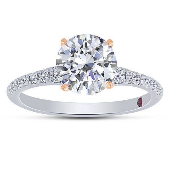 14K Two Tone 0.25 CTW ROUND semi mount diamond ENGAGEMENT RING