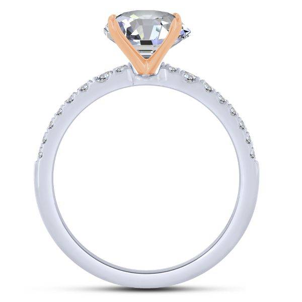 14K Two Tone 0.25 CTW ROUND semi mount diamond ENGAGEMENT RING