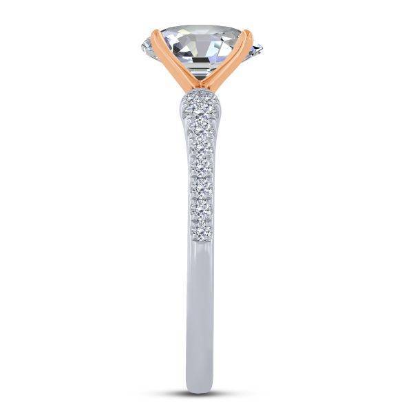 14K Two Tone 0.25 CTW ROUND semi mount diamond ENGAGEMENT RING