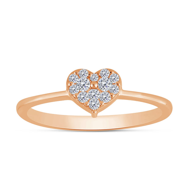 10K Rose Gold 0.15 CTW Diamond Heart FASHION Ring