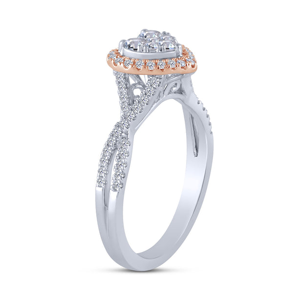 10K two tone 0.63 CTW Diamond Heart BRIDAL SET