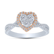 10K two tone 0.63 CTW Diamond Heart BRIDAL SET