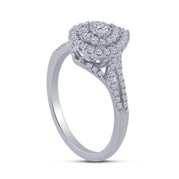 14K White Gold 0.63 ctw Diamond Pear Halo Engagement Ring