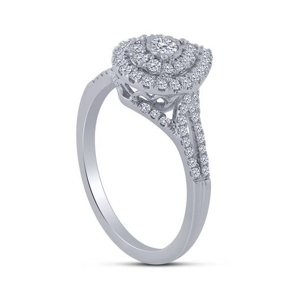 14K white gold 0.63 ctw Diamond pear halo Engagement Ring