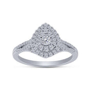 14K white gold 0.63 ctw Diamond pear halo Engagement Ring