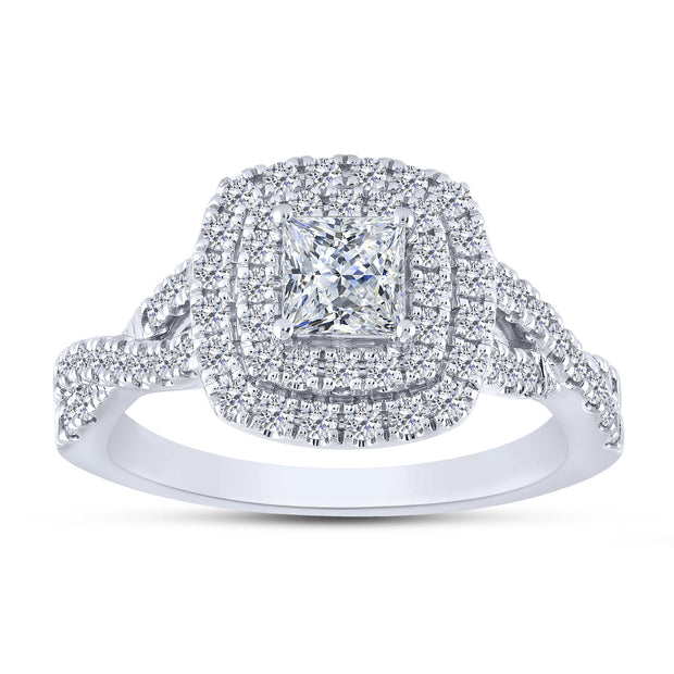 14k white gold1.20 ctw Cushion Diamond Engagement Ring