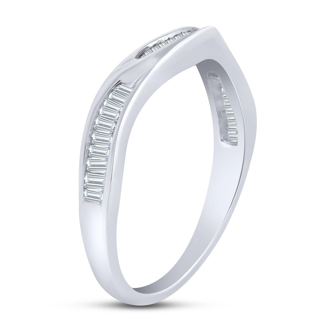 14K White Gold 0.25 ctw Diamond Contour Band