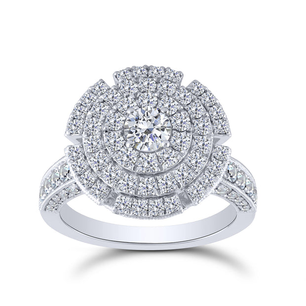 14k white gold 2.50 ctw Diamond Engagement Halo Ring