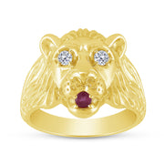 14K Yellow GOLD 0.21 CTW Diamond LION Ring