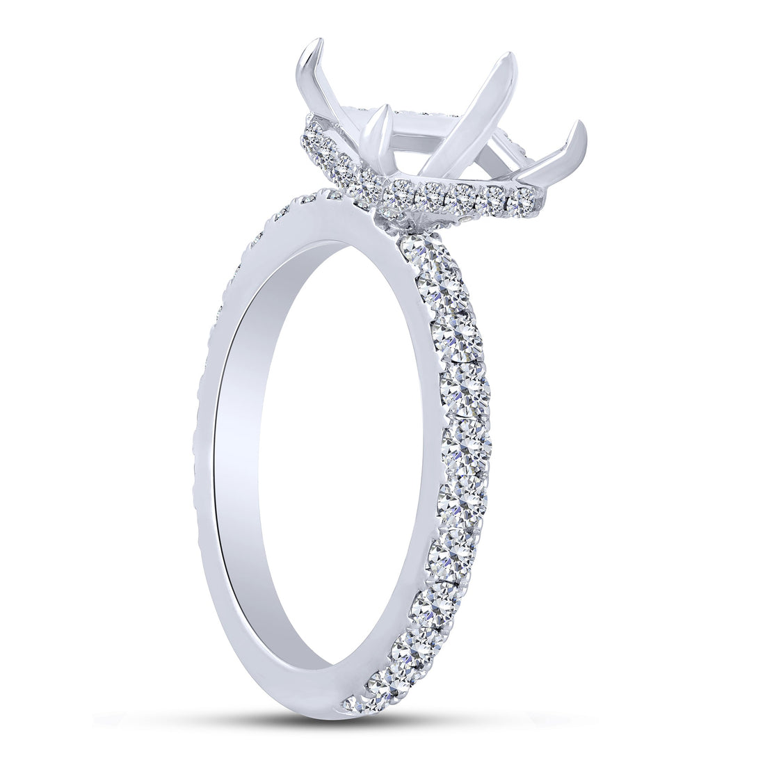 14K White Gold 0.96 ctw Diamond Semi Mount