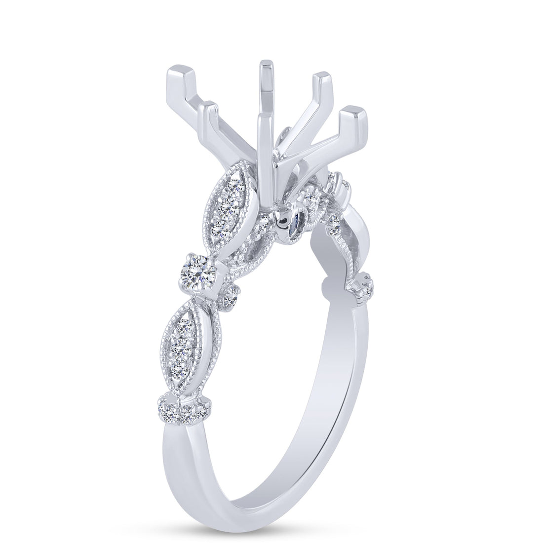 14K White Gold 0.26 ctw Diamond Semi Mount