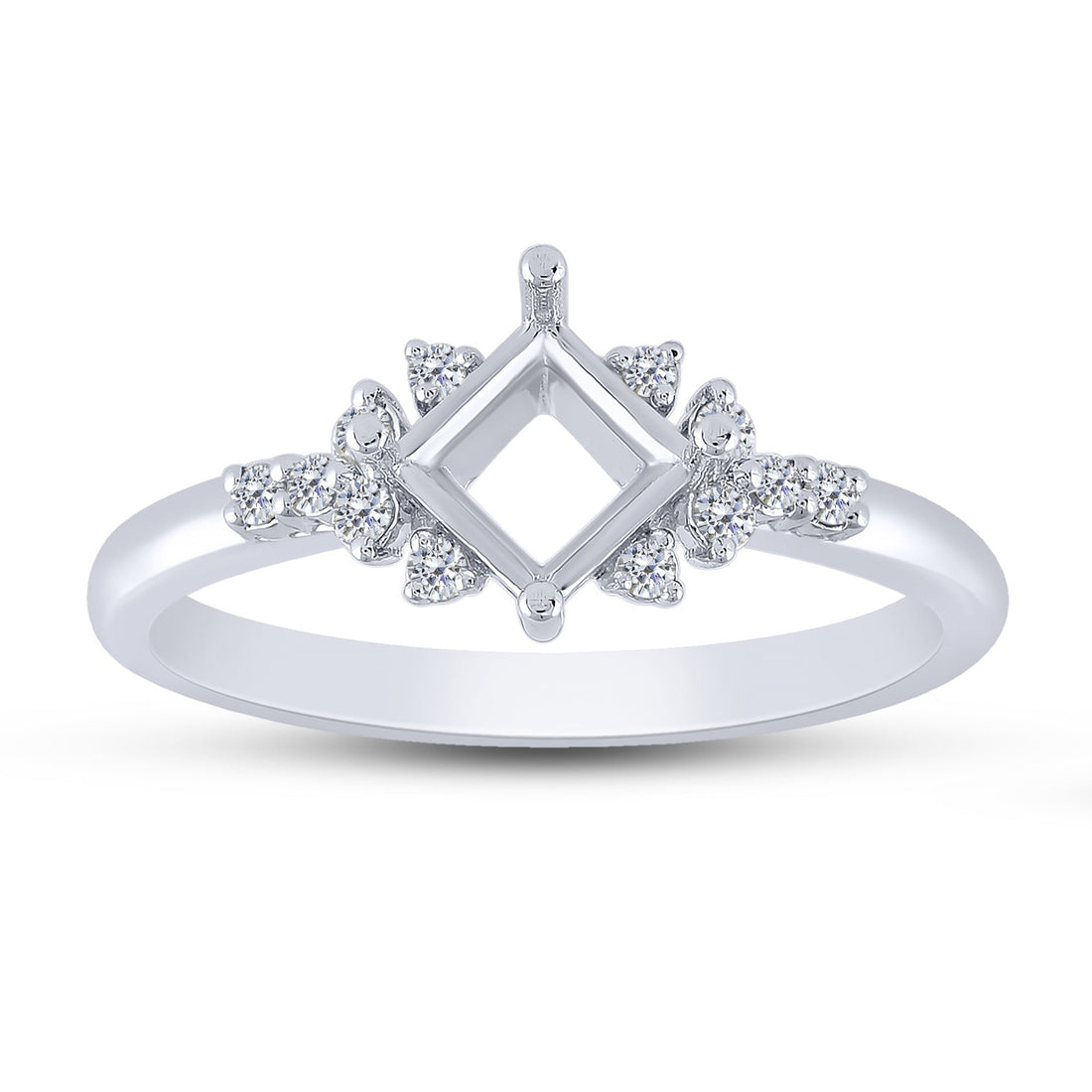 14K White Gold 0.13 ctw Diamond Semi Mount