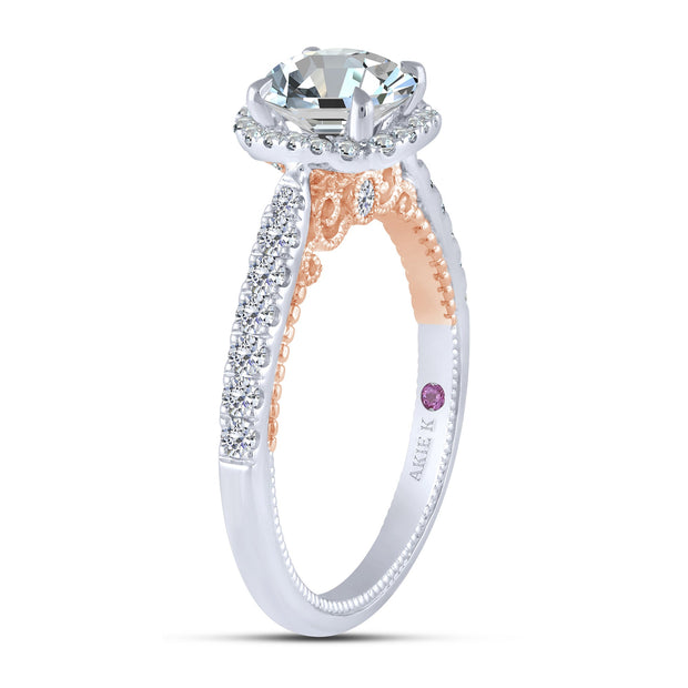 14k Two Tone 2.80 ctw Diamond semi-mount Engagement Ring
