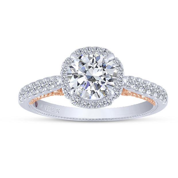 14k Two Tone 2.80 ctw Diamond semi-mount Engagement Ring