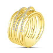 14K YELLOW GOLD 0.38 CTW Criss Cross fashion Ring