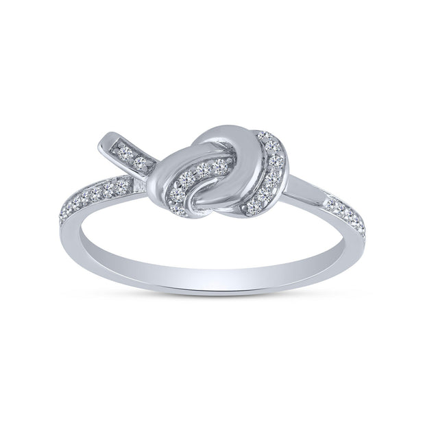 Silver 0.13 Ctw Knot Ring