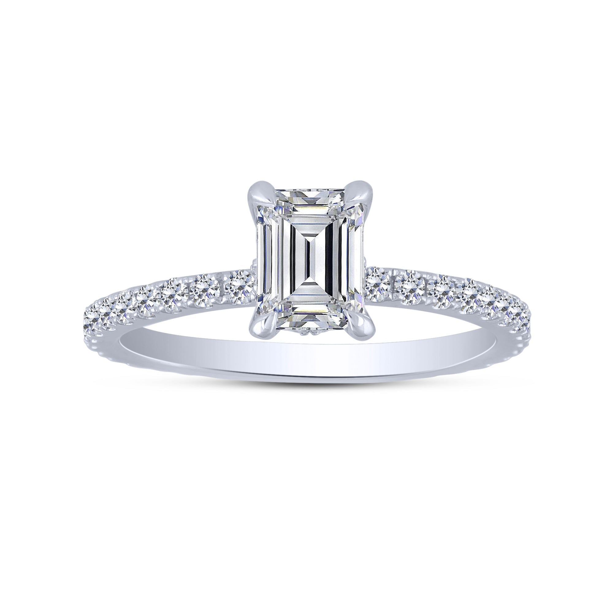 14K White Gold Lab-Grown 1.50 ctw Emerald Engagement Ring – Paramount ...