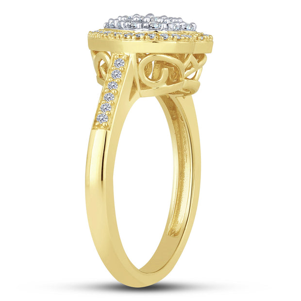 14K Yellow Gold  0.50 CTW Heart Diamond Engagement Ring