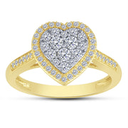 14K Yellow Gold  0.50 CTW Heart Diamond Engagement Ring