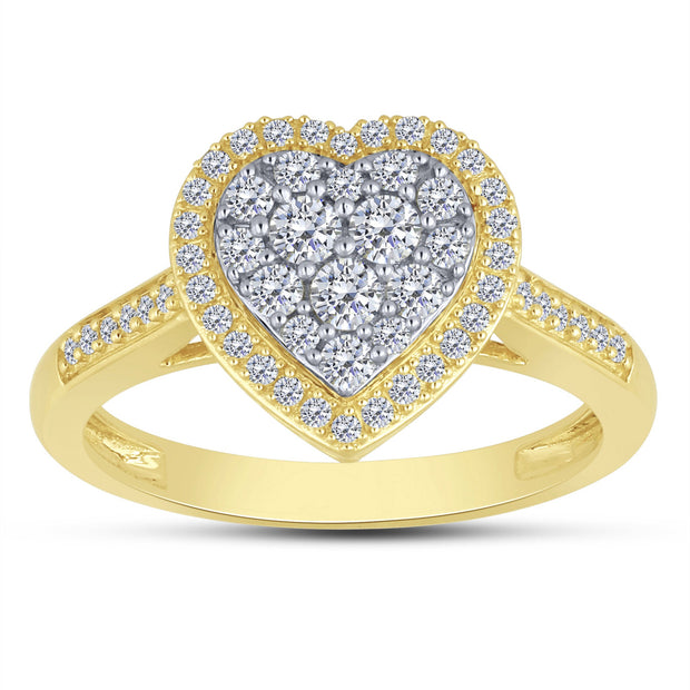 14K Yellow Gold  0.50 CTW Heart Diamond Engagement Ring