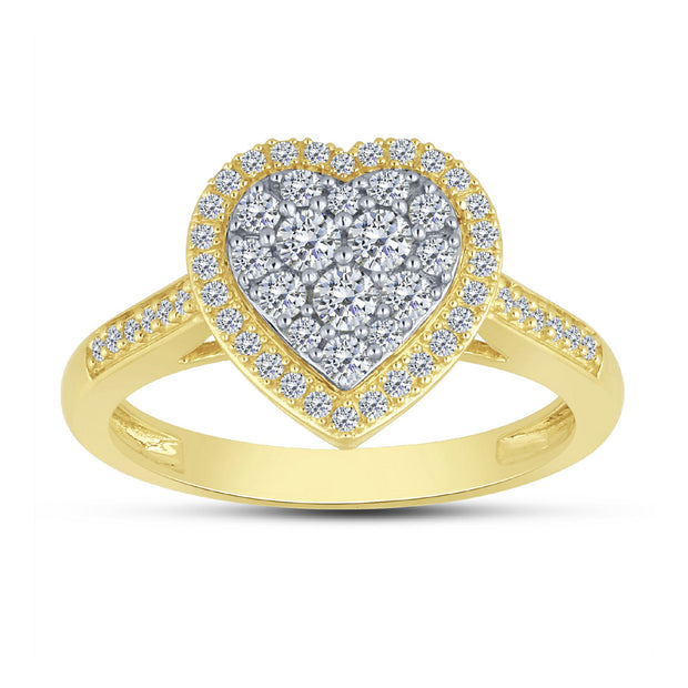 14K Yellow Gold  0.50 CTW Heart Diamond Engagement Ring