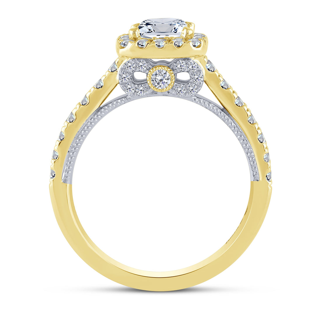 14K Two Tone 0.75 ctw Diamond Semi-Mount Engagement Ring
