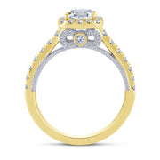 14K Two Tone 0.75 ctw Diamond SEMI-MOUNT Engagement Ring