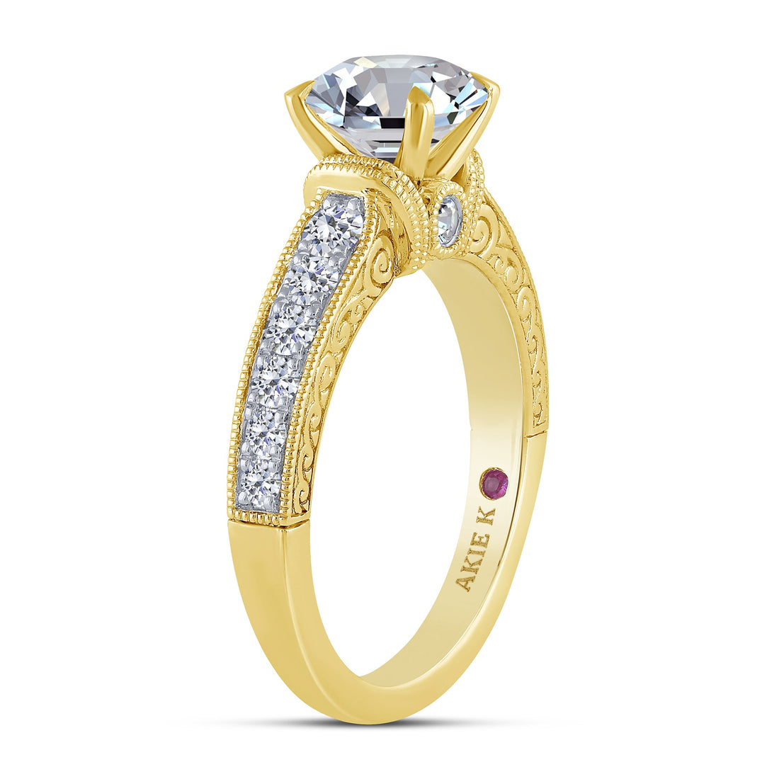 14K Yellow Gold 3.31 ctw Diamond Semi-Mount Engagement Ring