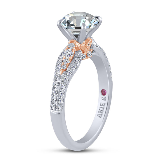 14K Two Tone 3.29 ctw Diamond Semi-mount Engagement Ring
