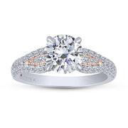 14K Two Tone 3.29 ctw Diamond Semi-mount Engagement Ring