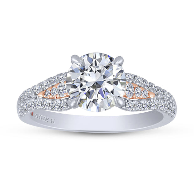 14K Two Tone 3.29 ctw Diamond Semi-mount Engagement Ring
