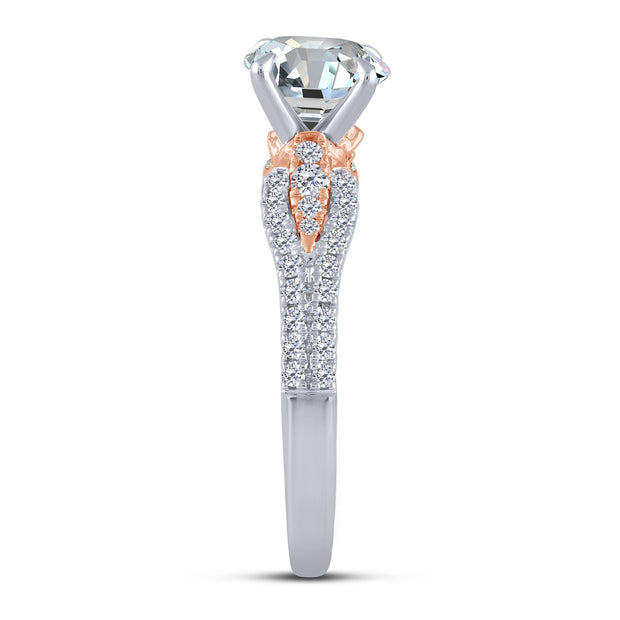 14K Two Tone 3.29 ctw Diamond Semi-mount Engagement Ring