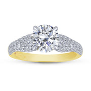 14K yellow gold 3.29 ctw Diamond SEMI MOUNT Engagement Ring