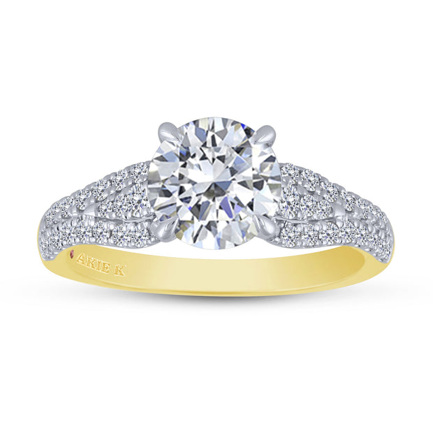 14K yellow gold 3.29 ctw Diamond SEMI MOUNT Engagement Ring