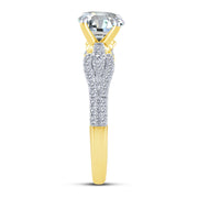 14K yellow gold 3.29 ctw Diamond SEMI MOUNT Engagement Ring