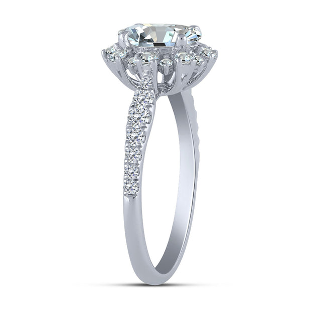10K White Gold 1.50 CTW Oval LAB-GROWN Diamond Engagement Ring