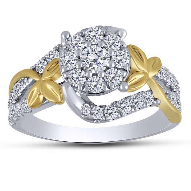 14K Two Tone 1.00 CTW Diamond Engagement Ring
