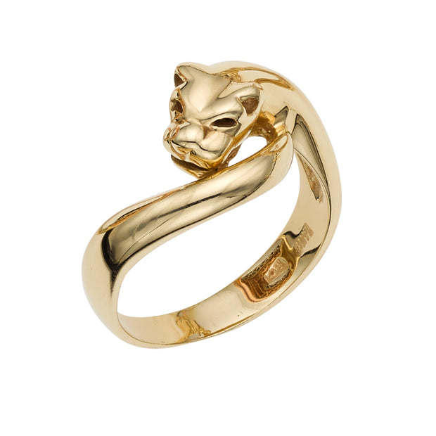 14K Gold Polished Panther Ring