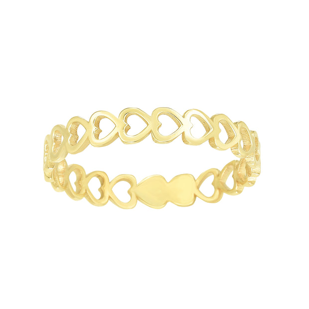 14K yellow Gold Open Heart Stackable Ring