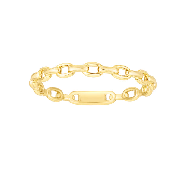 14K Yellow Gold Oval Links Ring