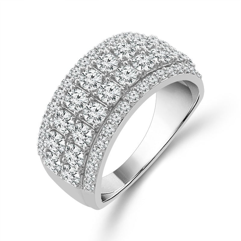 10K White Gold 2.00 ctw Multi Row Anniversary Band
