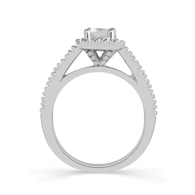14K White Gold 2.25 Ctw Princess Cut Bridal Ring