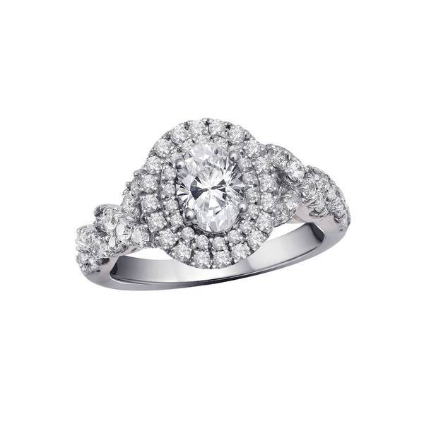 14K WHITE GOLD 1.5 CTW Oval Diamond Wedding Ring